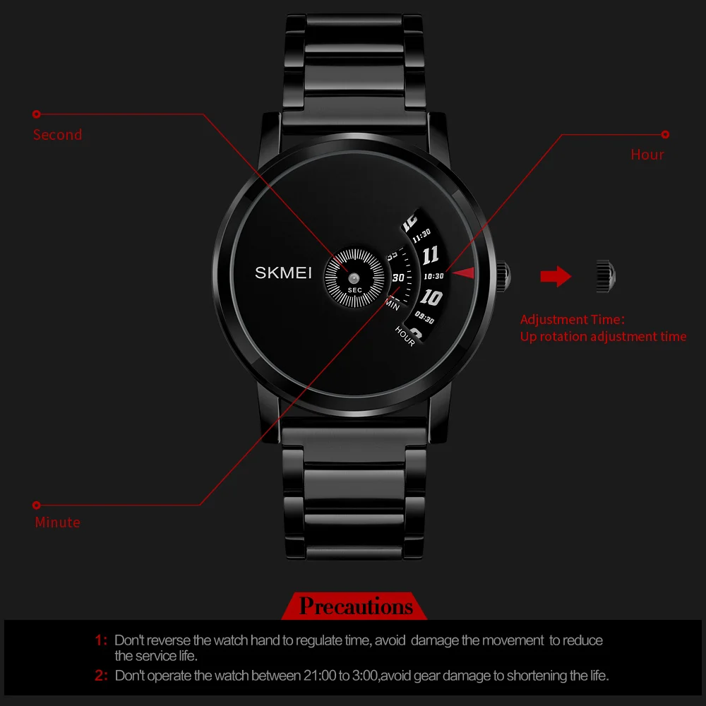 Часы наручные SKMEI Мужские кварцевые, простые стильные роскошные креативные водонепроницаемые повседневные, со стальным ремешком