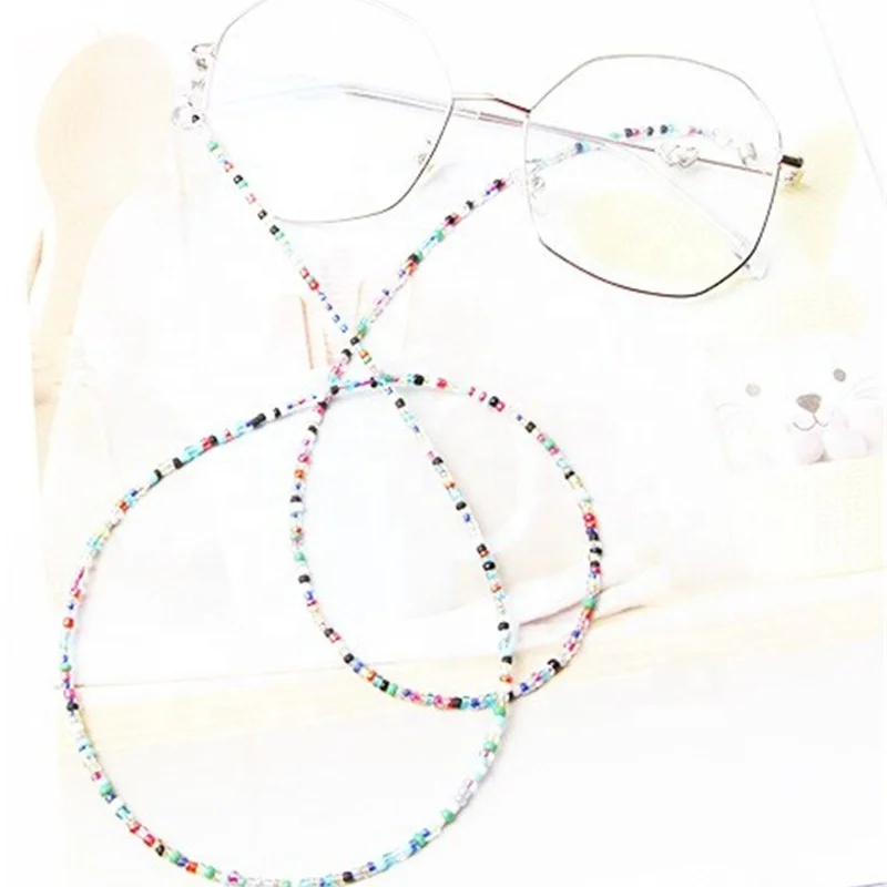  Metal glasses chain with small beads silicone