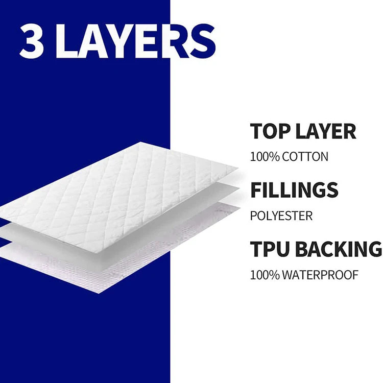 4 Layered Ultra Waterproof And Durable Deluxe Bamboo Terry Cotton Dryer Friendly Noiseless Crib Mattress Protector