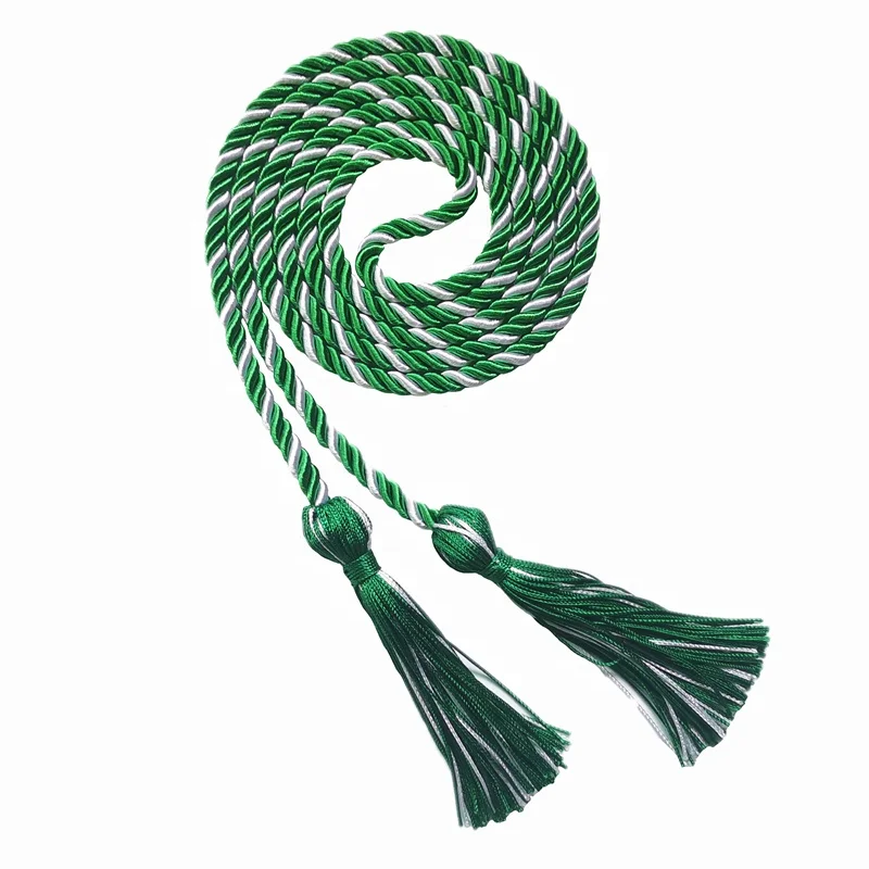 kelly green/dark grey/pearl white  multicolor graduation cords graduation cord graduation honor cords