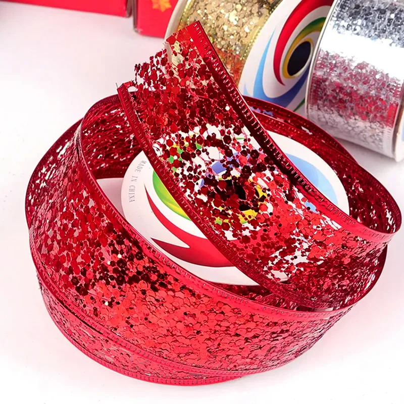 Wholesale 2.5 Inch Wide Christmas Wired Ribbon Snowflake Sheer Glitter Ribbon For Xmas Tree,  Gift Wrapping