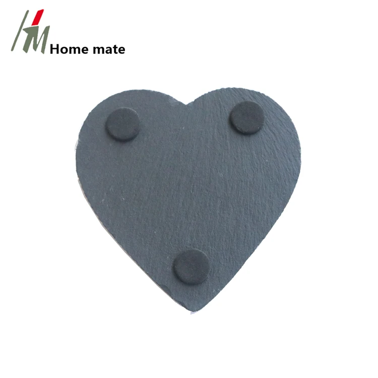 2021 Hot Sale Customized Natural slate Stone Heart Shape Coaster Set