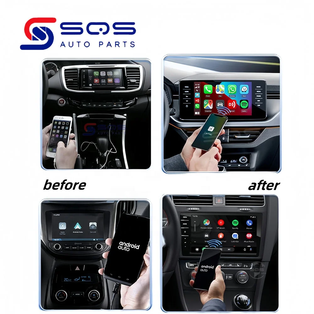 SQS High Quality New 2Air Wired To Wireless Carplay Ai More Android Auto Car Smart Box Navigation Google Play Wifi BT Dongle