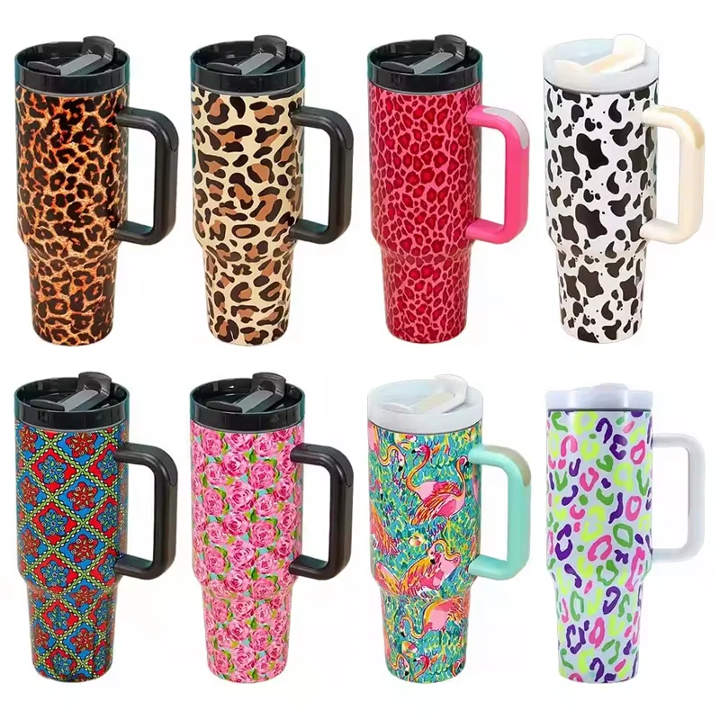 Hot sale 40oz straw tumbler with customized color logo special and gorgeous shape double wall stainless steel cup
