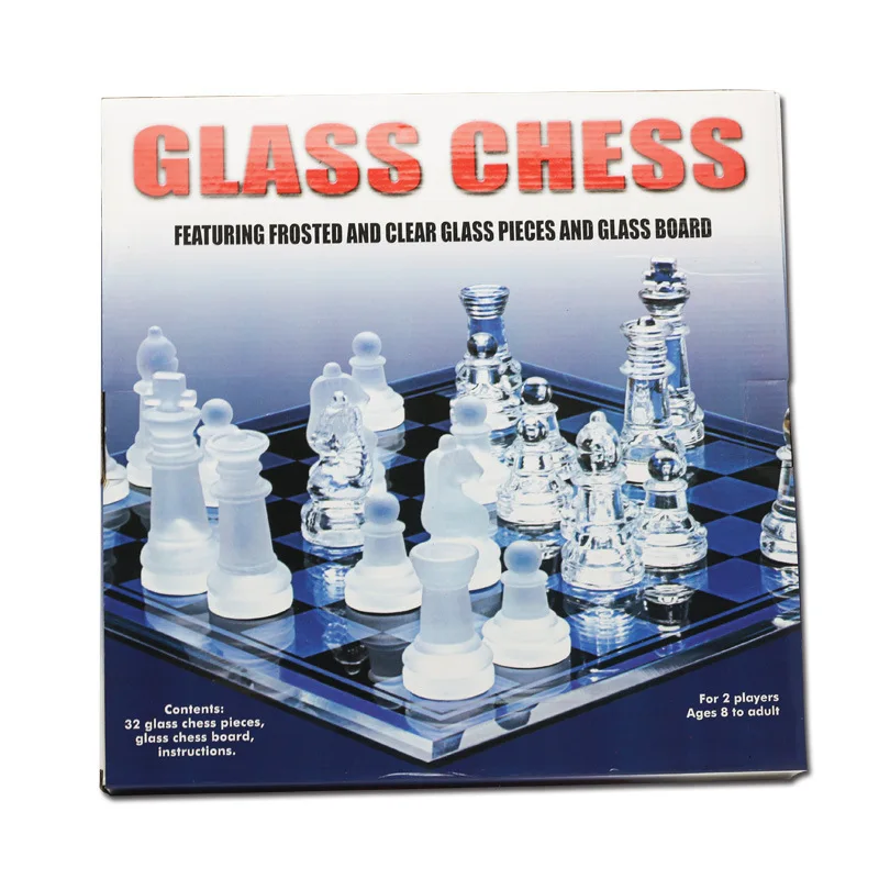 custom design hand made deluxe crystal chess games chessboard Glass chess set board with triple weighted pawns