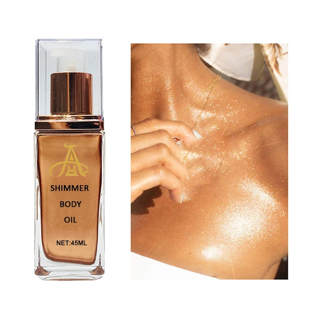 
AH Hot Sale Liquid Illuminator Bronze Body Highlighter Oil Makeup Glow Shimmer Glitter Body Oil 