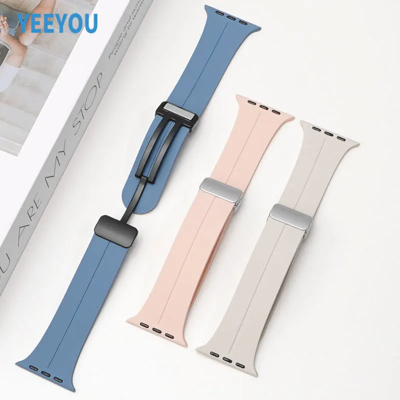 Colorful Magnetic Silicone Rubber Watch Bands with 38mm 40mm 42mm 44mm 45mm 49mm Clasp for iWatch Ultra Series