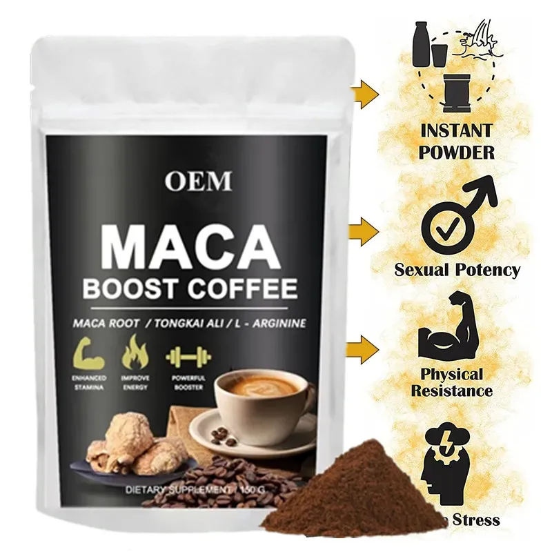 OEM/ODM/OBM травяной здоровый жизнеспособный растворимый черный кофе мака Рейши органический порошок энергии для мужчин