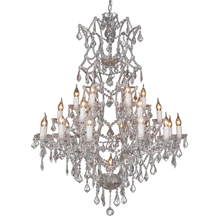 19th C. Rococo Iron Crystal Chandelier Lighting large villa crystal chandeliers
