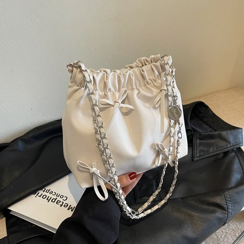Wholesale New Shining Candy Color Drawstring Padded Purse Bucket Bag Lightweight Pleated  Bubble Quilted Puffy Bucket Bag