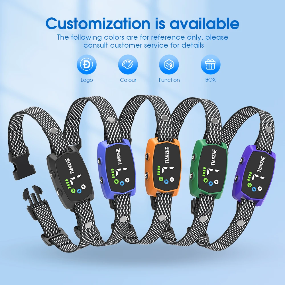 Custom Safe Humane No Shock Barking Collar Rechargeable Pet Dog Bark Control Collar with 3 Adjustable Modes Beep Vibration