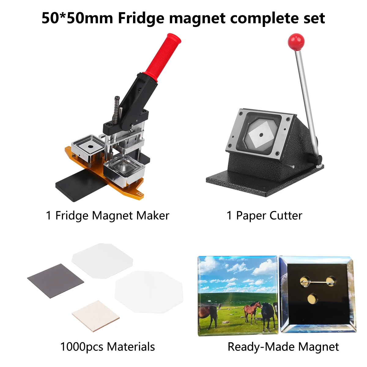 50*50 мм 2*2 дюйма квадратный магнит кнопка машина полный набор