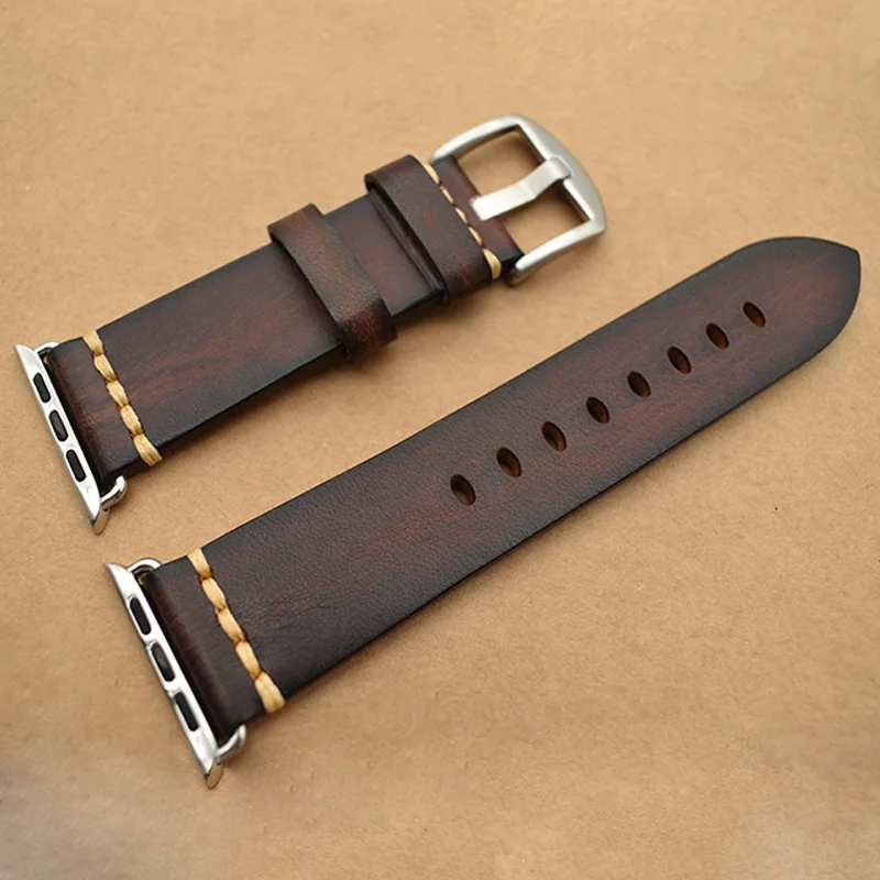  Ремешок из натуральной кожи для apple watch band iwatch сменный ремешок с металлической застежкой нержавеющей