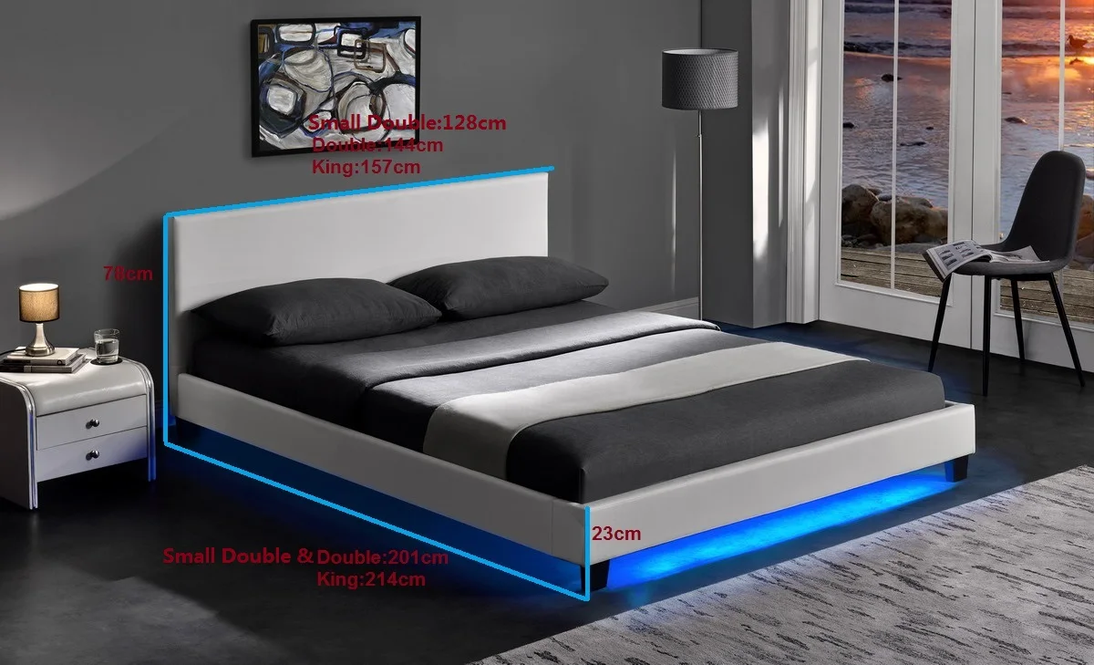 Fashionable Models Support Upholstered Queen Size Upholstered Bed With LED  Light