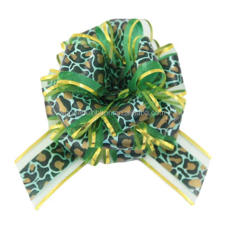 Wholesale Metallic 3CM Organza Flower Packing Pull String Ribbon And Bow For Birthday Gifts Wrapping Wedding Party Decoration