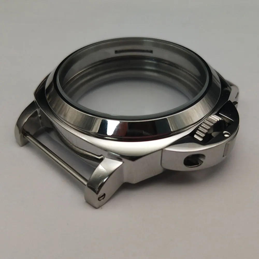 
44mm stainless steel Silver polished watch case Fit 6497/6498 movement suitable pam Manual winding movement 