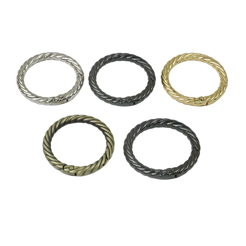 Twist Spring O Ring Openable Leather Bag Handbag Strap Buckle Connect Keyring Pendant Key Dog Chain Snap Clasp Clip Carabiner
