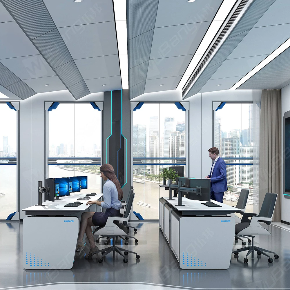 Ergonomic Design Emergency Monitoring Console Table Command Centre Security Control Room Lift Up Desk Console