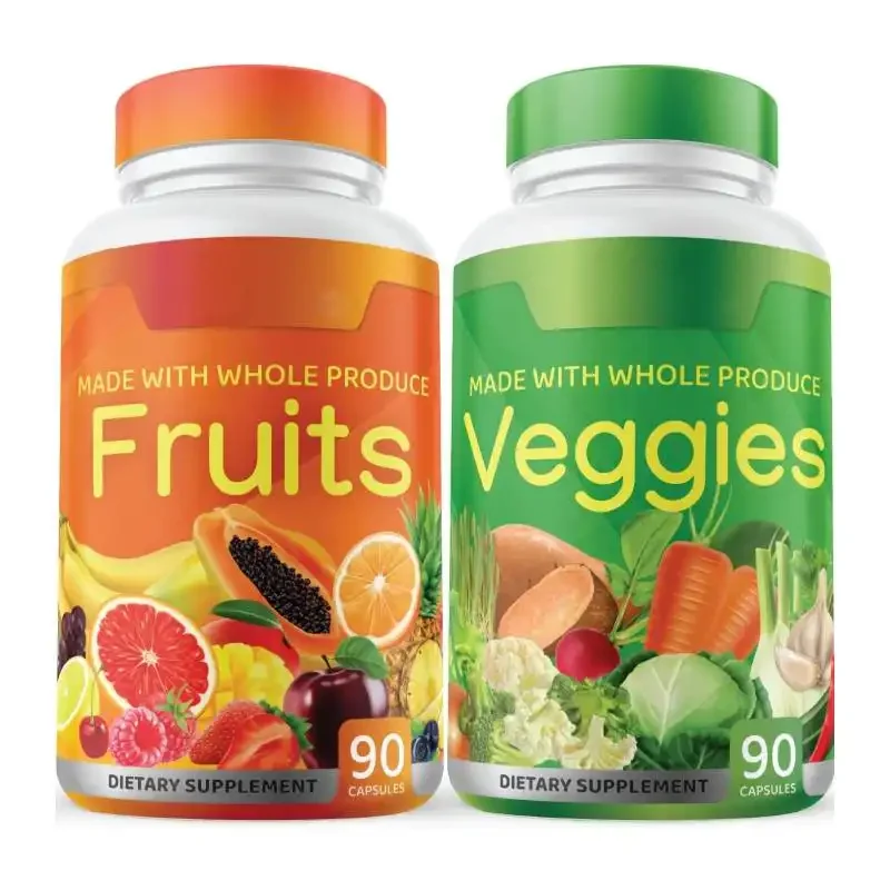 Custom logo Food Supplement Energy Balance Vitamins & Minerals super Nature Fruit and Veggies supplements capsules