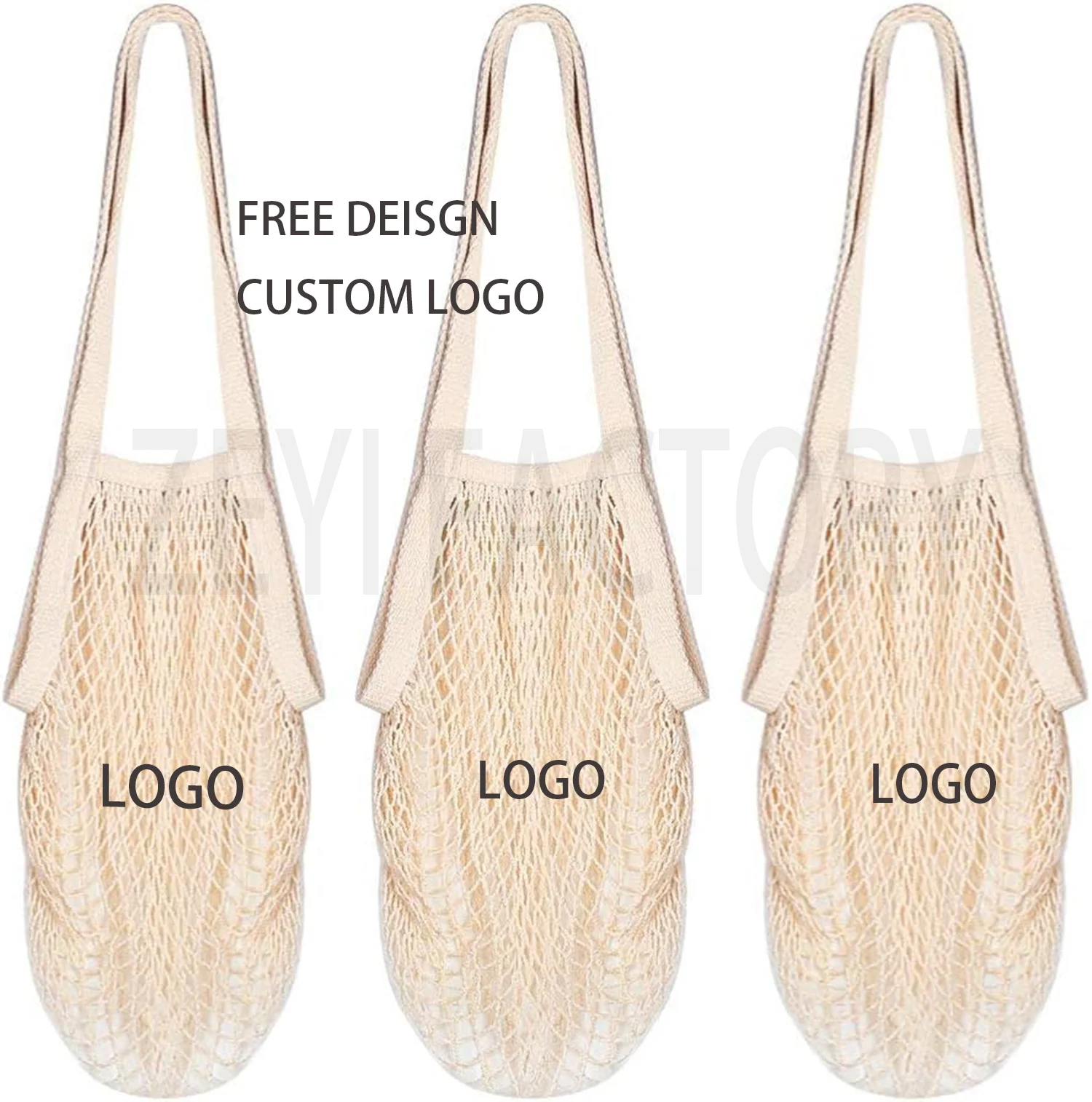 Custom Logo Reusable Eco-Friendly Mesh Cotton Net String Shopping Bag 100%Cotton Shopping Bags For Grocery Net Bag