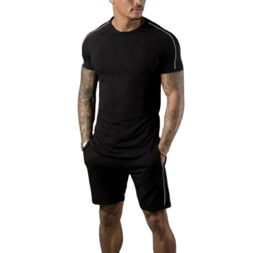 
2 Pieces Summer Mens Workout Shirt And Shorts Street Wear Set/Cheap Trendy Outdoor Sportswear Suit Garment Ethnic Clothing 
