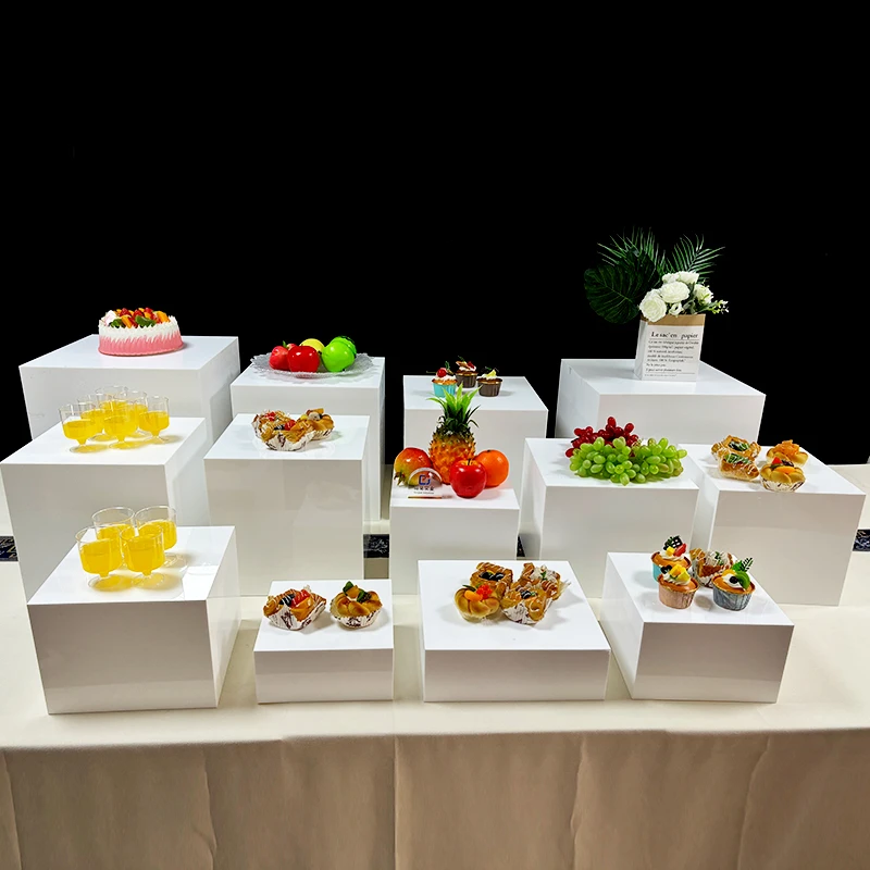 Gaojian Acrylic Nesting Cube Boxes Decorative Food Risers and Dessert Stand for Weddings Christmas Parties and Catering