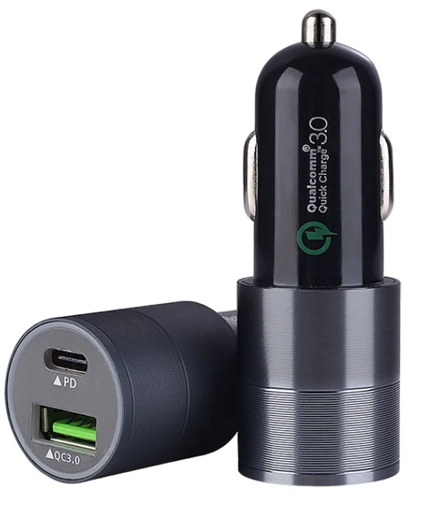 USB C Car Charger Super Fast Mini USB Car Charger PD&QC 3.0 Dual Port Car Adapter For iPhone 11/11 Pro/11 Pro Note 10/S10