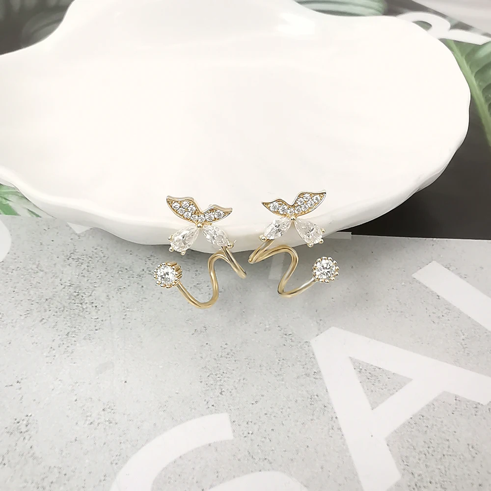 1000S Jewelry 14k Solid Gold Stud Earring Wholesale Simple Design Earring Women Gold Jewelry Earrings For Gift