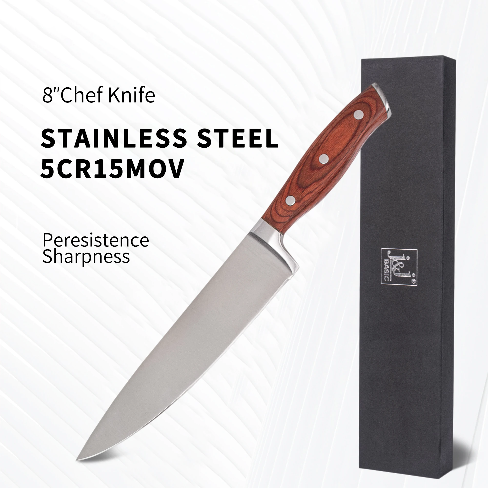 Premium 8 inch cooking knife Pakka Wood Handle 5Cr15Mov german steel knives kitchen Chef Knife