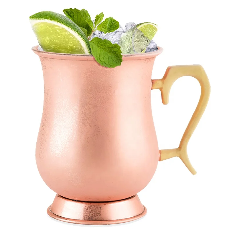 Vintage Classic Copper Plated Moscow Mule Mugs Stainless Steel Reusable Cocktail Beer Vodka Cups With Base