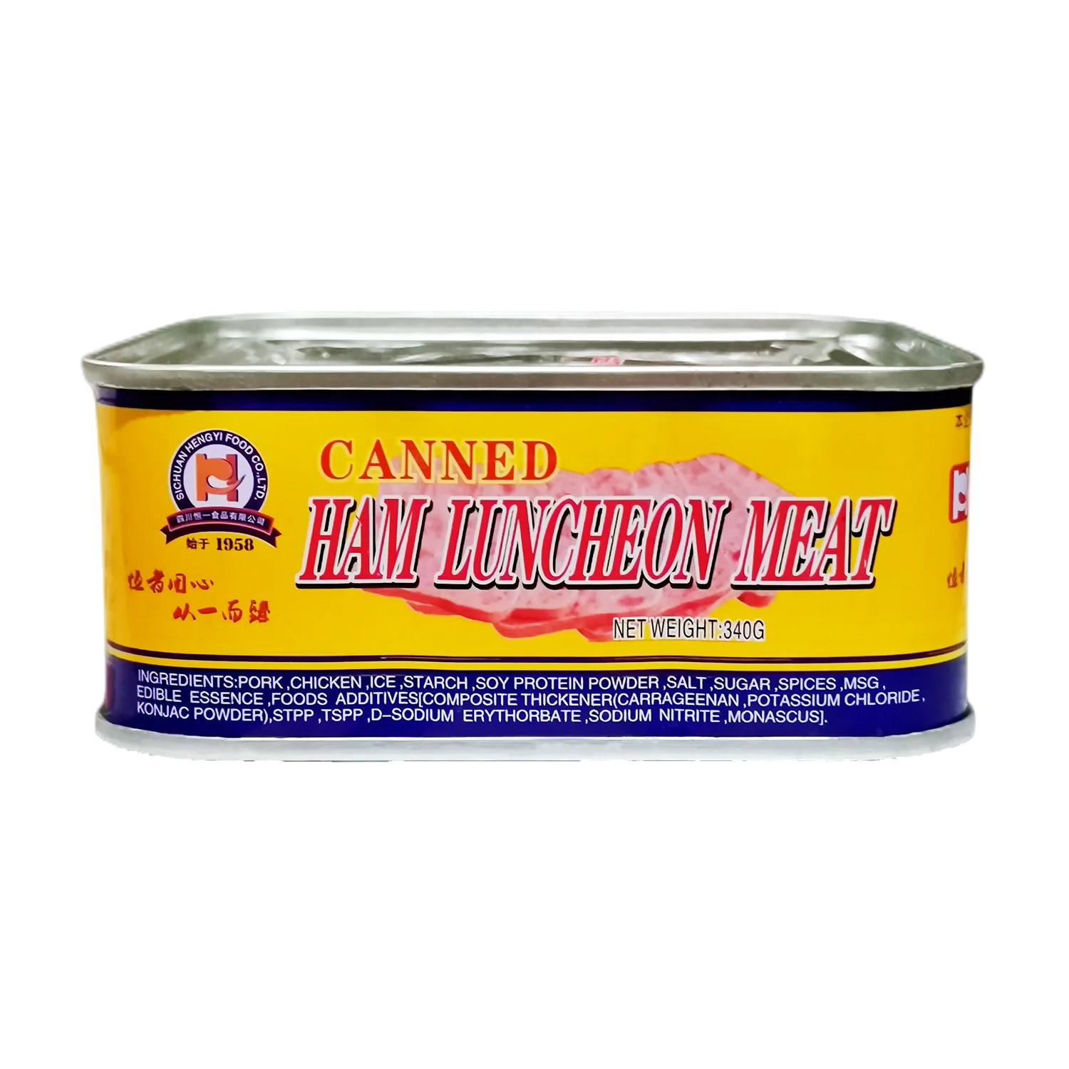 premium quality factory direct sale hot sale canned food square pork meat ham 340g canned pork luncheon meat and ham in can