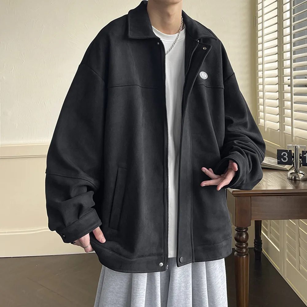 Stylish New Washed Design Casual Coat Pocket Jackets Mens Suede Jacket High Quality Turn Down Collar Blazer Men