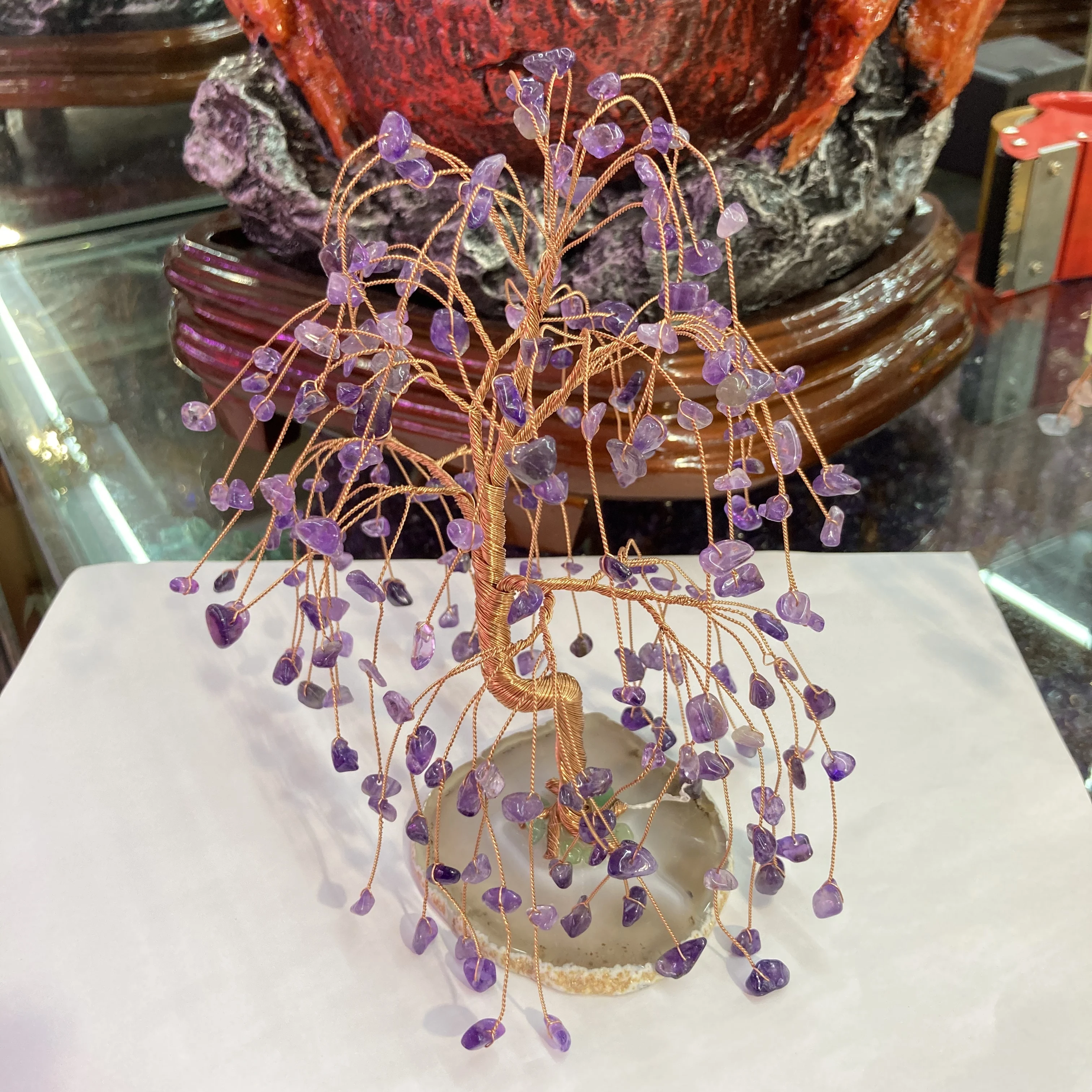 Natural gem money Lucky tree Christmas stone decoration natural art crystal craft