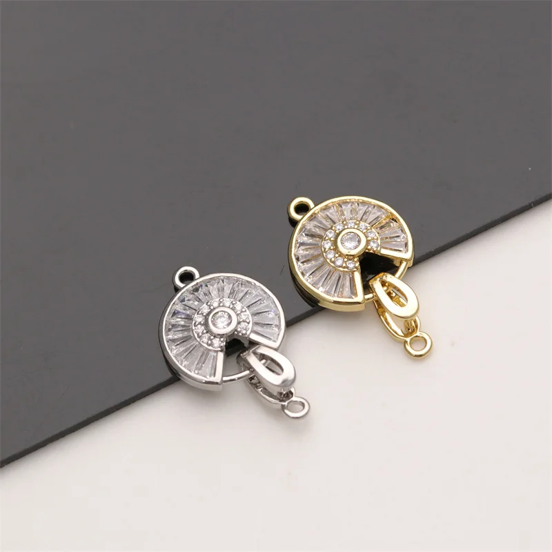 New Design Jewelry Accessories 18K Gold Silver Plated CZ Pave  Round Connectors Bracelet Clasps