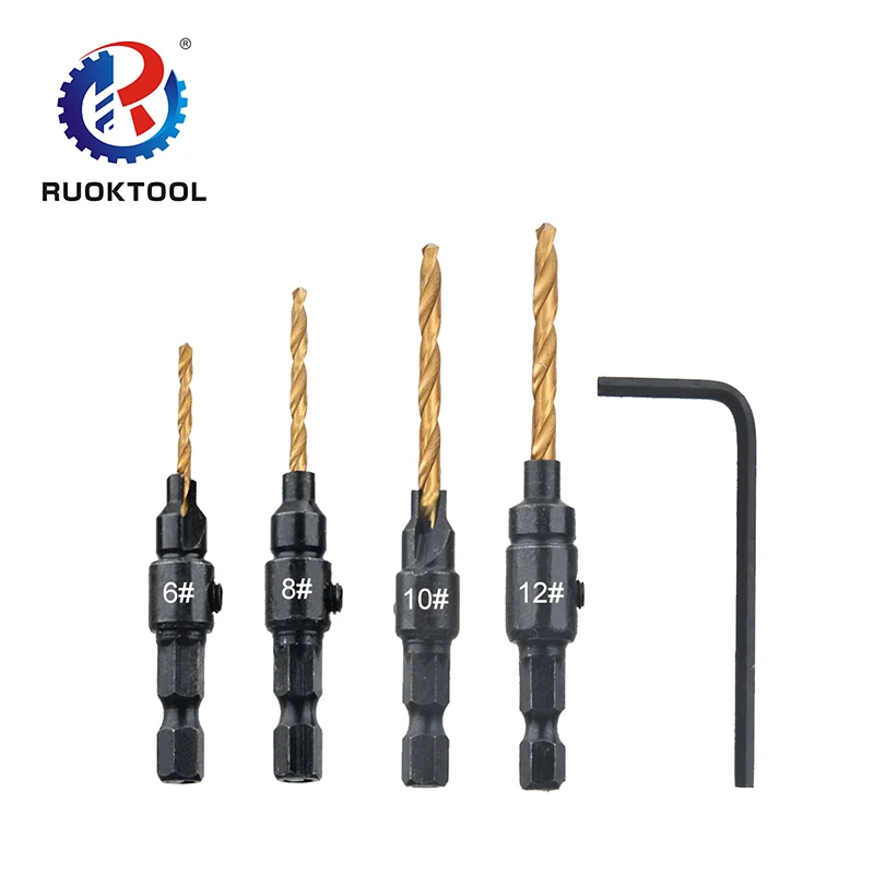 4 шт Countersink сверло деревообрабатывающие инструменты 9/64 11/64 13/64 7/32