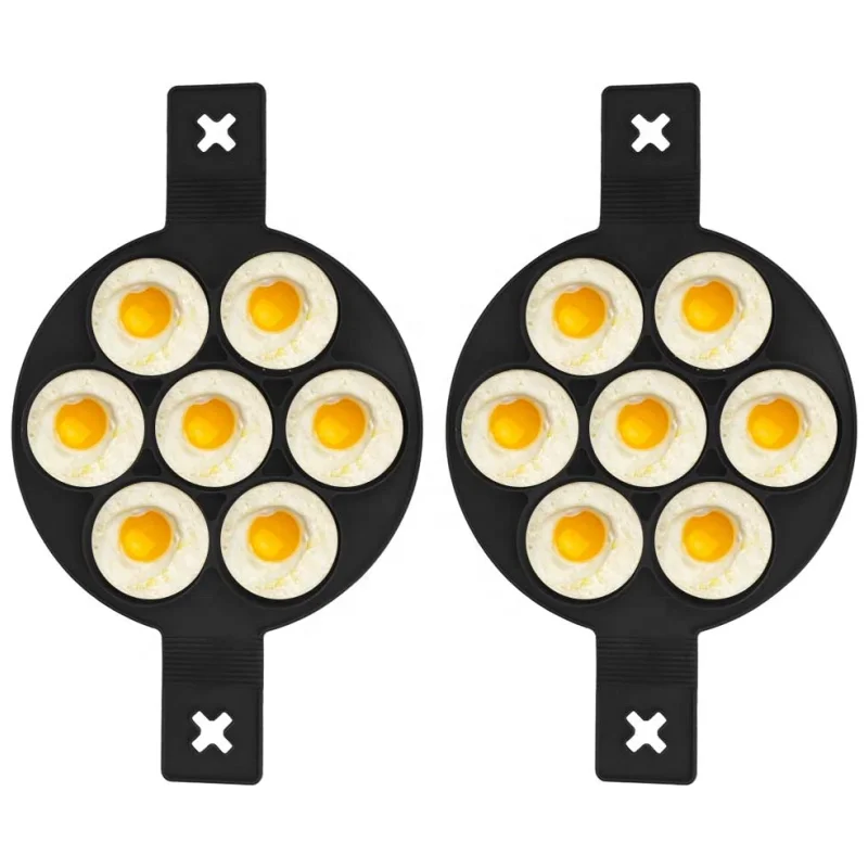 Supermarket 7 holes bear round shapes silicone egg ring mold Reusable Silicone Pancake rings Mold