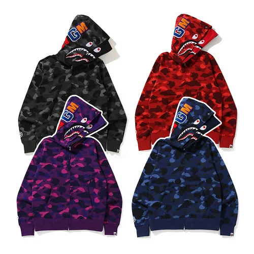 2023 New Arrival Fashion Brand Shark Head Double Hat Hoodies  With  Asian Size For Men And Women