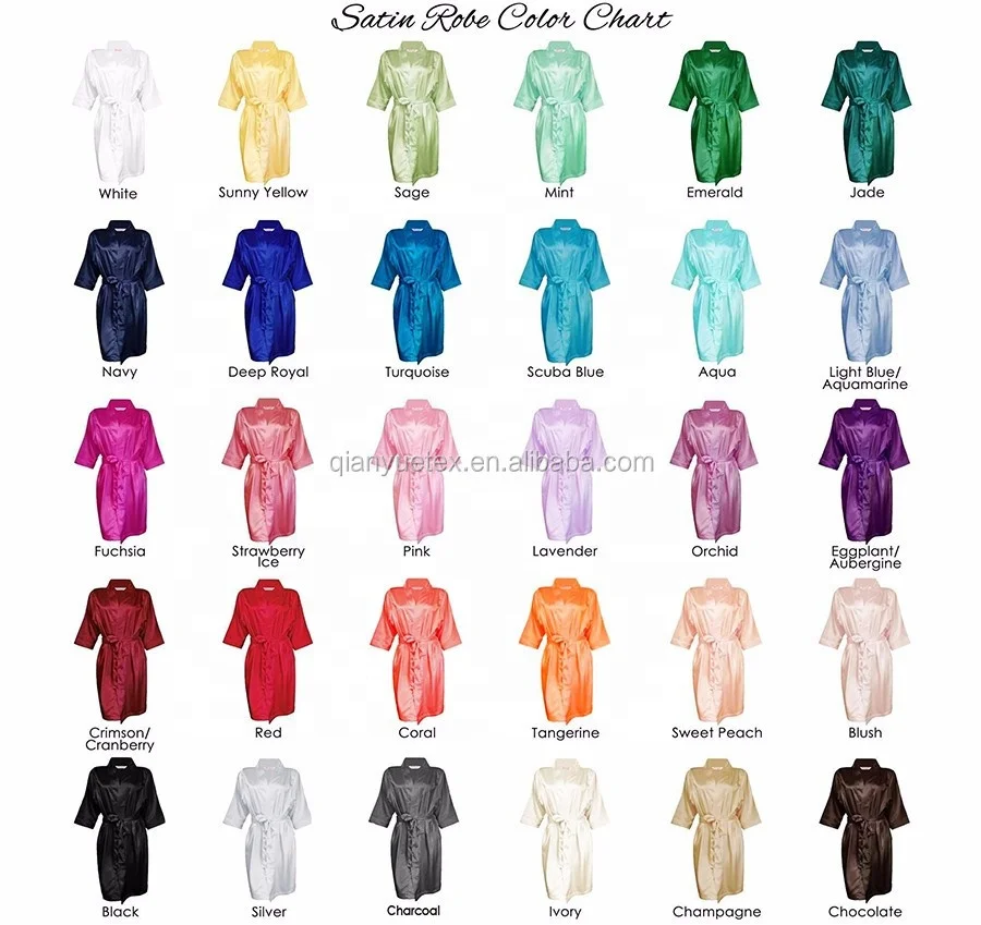 133 colors cheap robe women kids kimono style wedding birthday bridesmaid satin silk bathing robes