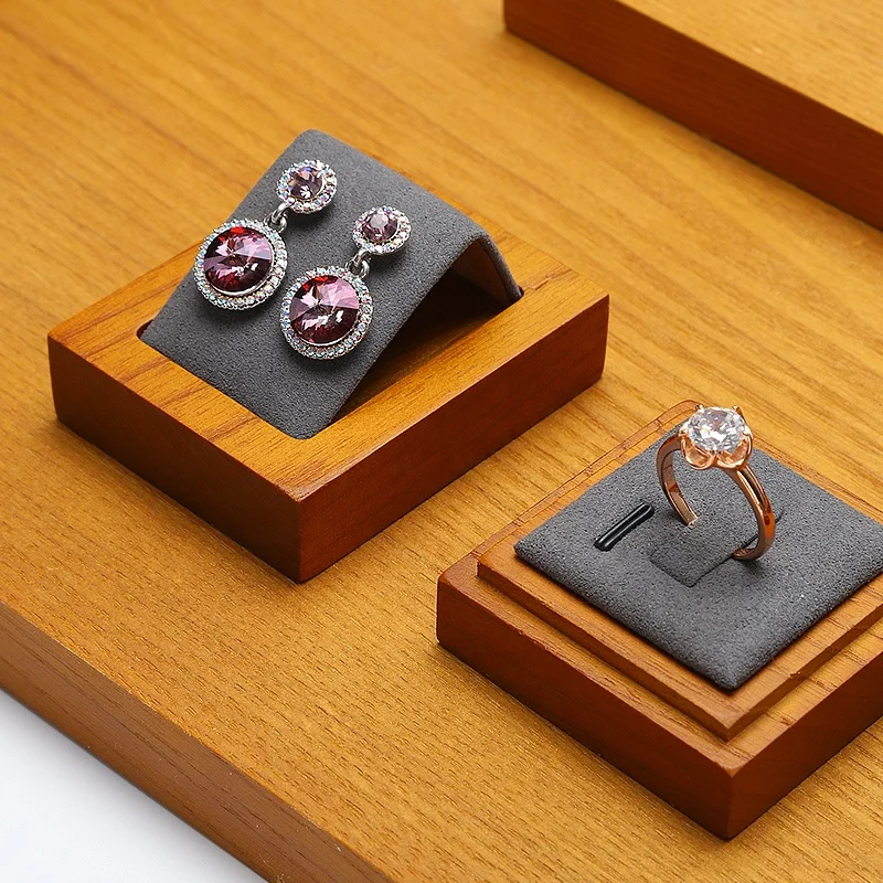 DIGU Custom jewelry display set wood jewelry organizer ring necklace earrings Window jewellery display stand set