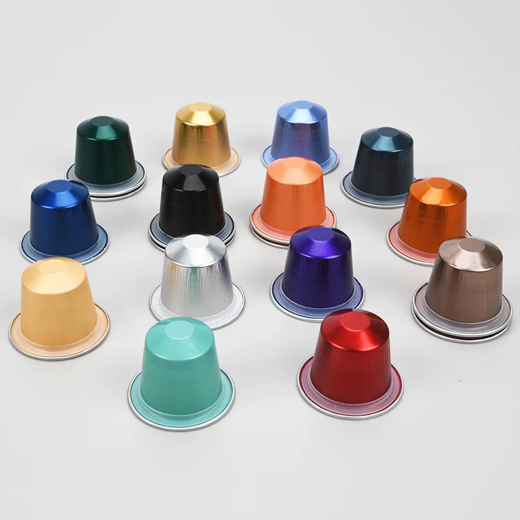 
Custom small nespresso shape empty aluminum foil coffee capsule with lid 