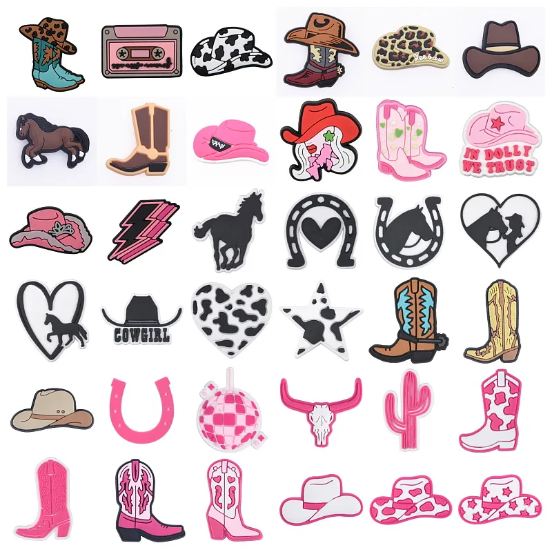 2024 New Design shoe charm fit for clog Cowboy hat charm for shoe decoration Cowgirl boots clog charm wholesale