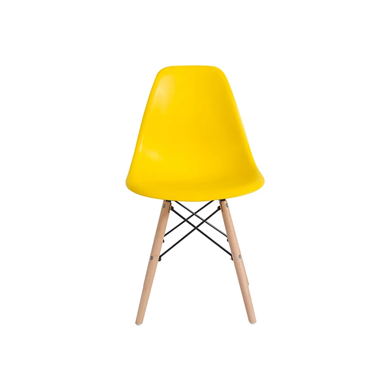 
Wholesale Price Modern Design White Plastic Chair Wood Leg Dining Chairs 