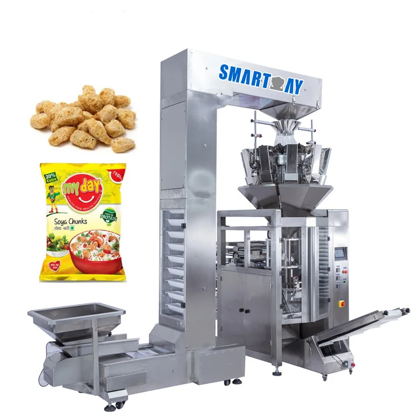 Multi-Purpose vertical filling soya chunks packing machines pouch multihead weigher packing machine for gusset bag