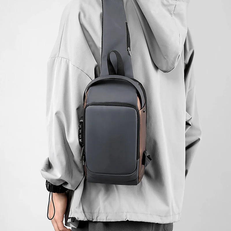 2024 Latest Waterproof Anti Theft Designer Password Lock Chest Bag Usb Crossbody Sling Bags Sac Pour Homme Men Crossbody Bag