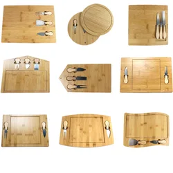 Hot Serving Tray Wood Bamboo Cheese Board Set With Cutlery In Slide Out Drawer Cheese Platter Cutting Board Wholesale
