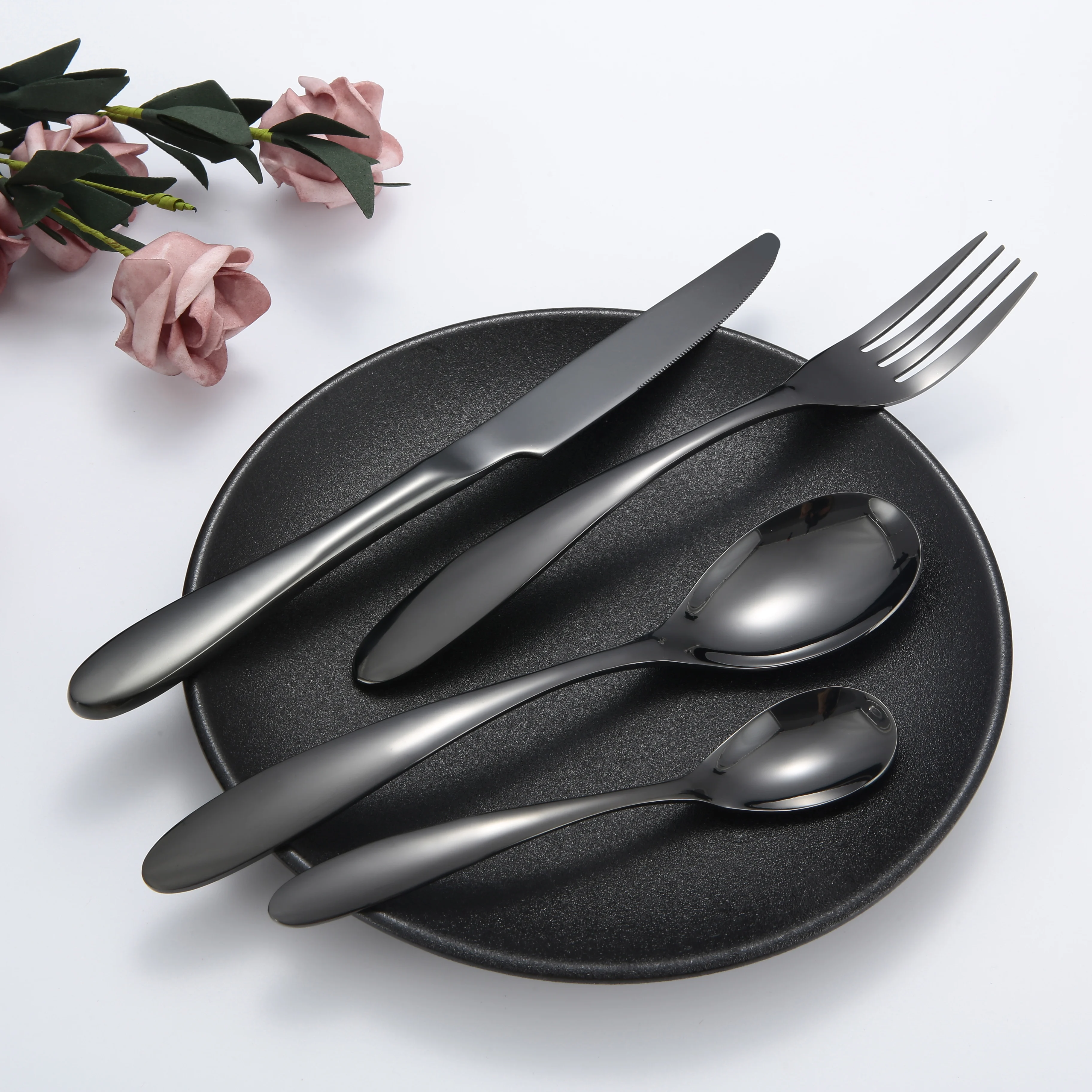 
Wholesale 304 spoons forks knives gold cutlery set stainless steel gold cutlery set wedding 