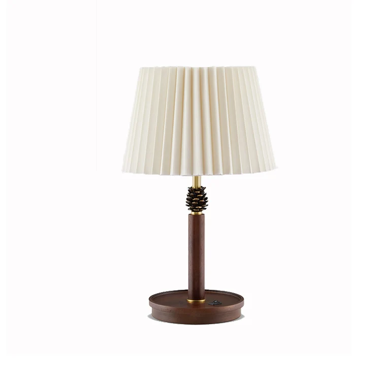 Simple Modern American Style Pleated Antique Desk Lamp Retro Bedside Lamp