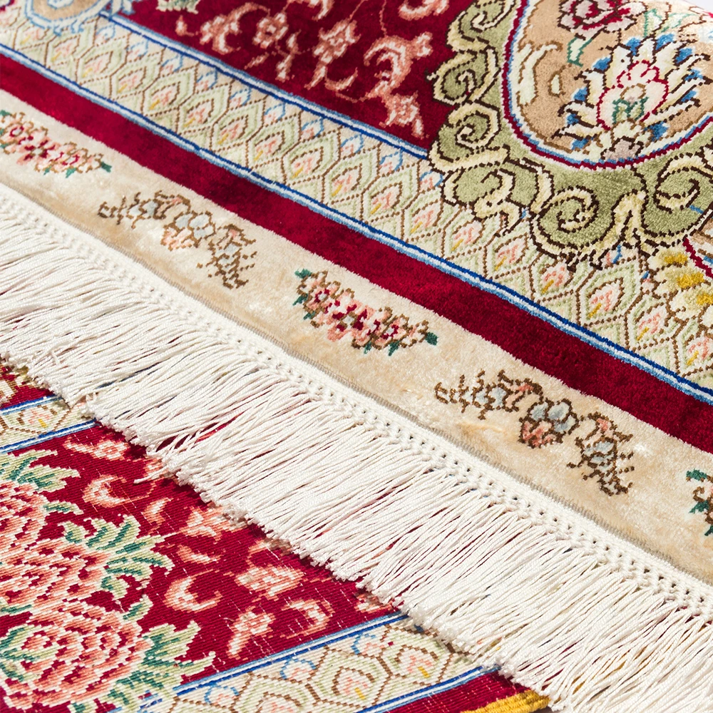 Yuxiang 4X6 ft Beautiful Floral Handmade Persian Red Carpet for Living Room