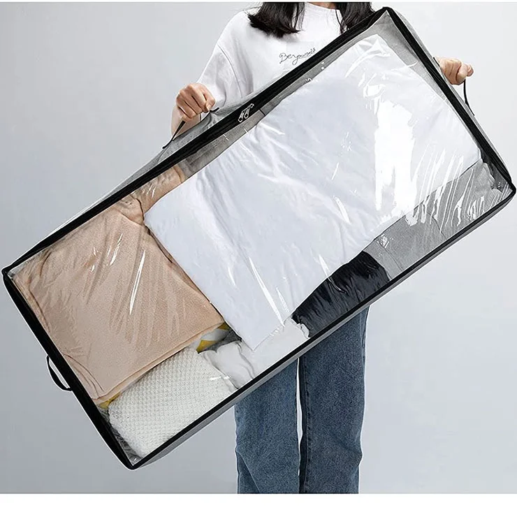 Foldable bamboo charcoal composite non woven bedding storage box under the bed