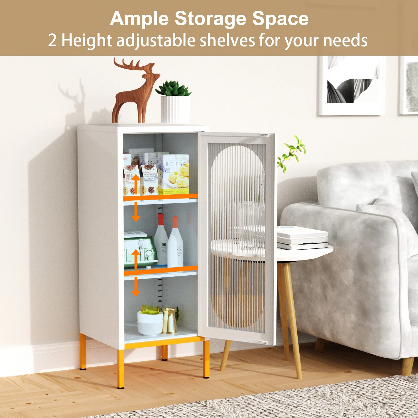 Modern Metal Dining Room Sideboard with Clear Glass Door Suitable for Home Use Dining Room Living Room Furniture